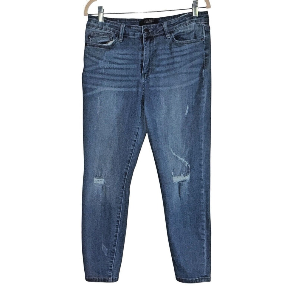 Judy Blue Relaxed Fit Distressed Medium Wash Denim Jeans Women Size 11/32